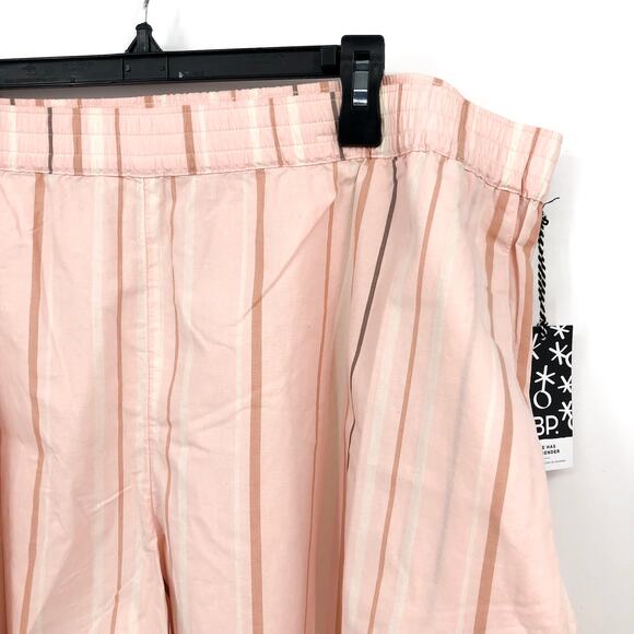 BP. Unisex Stripe Cotton Casual Short XXL Pink Cream Elastic Waist NWT - Picture 4 of 11